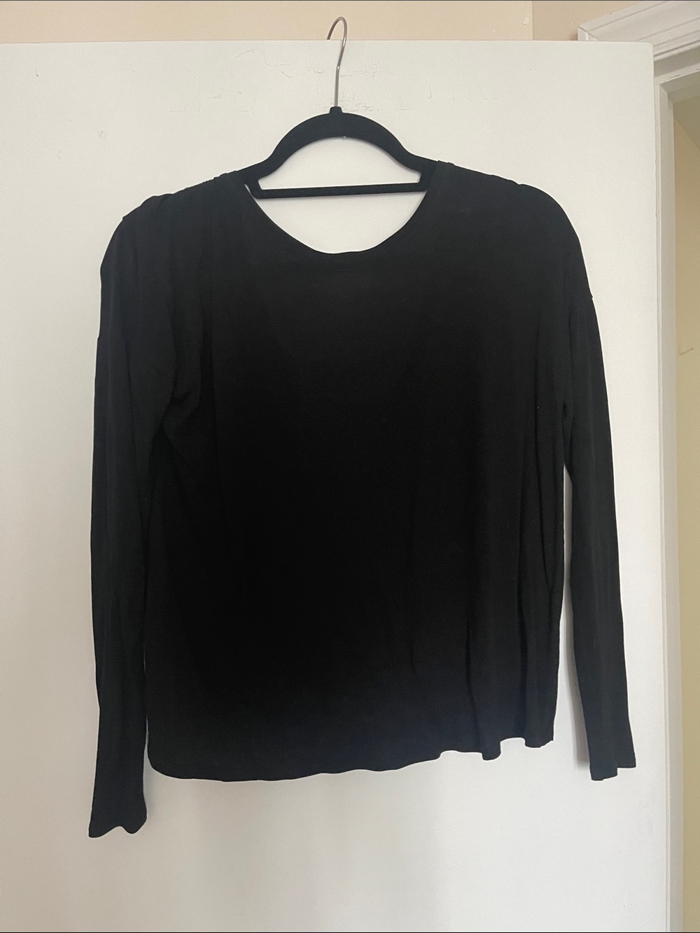 Classic Black Long Sleeve Women's Top with open back
